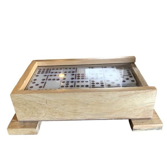 Cardinal Woodfield Double Nine Professional Marblesized Dominoes Set in Wood Box - Picture 2 of 4